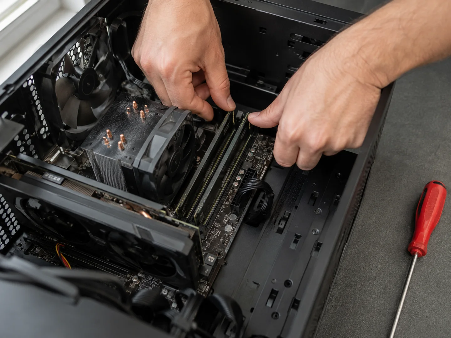 Illustration : contrôle de la mémoire dans un PC ouvert
